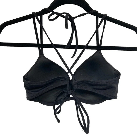 Shade & Shore Bikini Swim Top, 36B, Halter, Black w Studs Embroidery Underwire - Picture 7 of 10